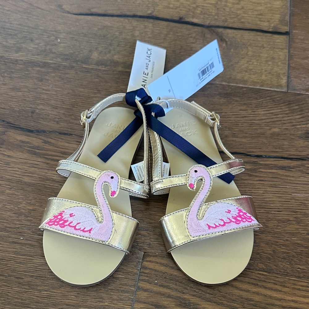 Janie and Jack Gold Pink Sandals for Summer